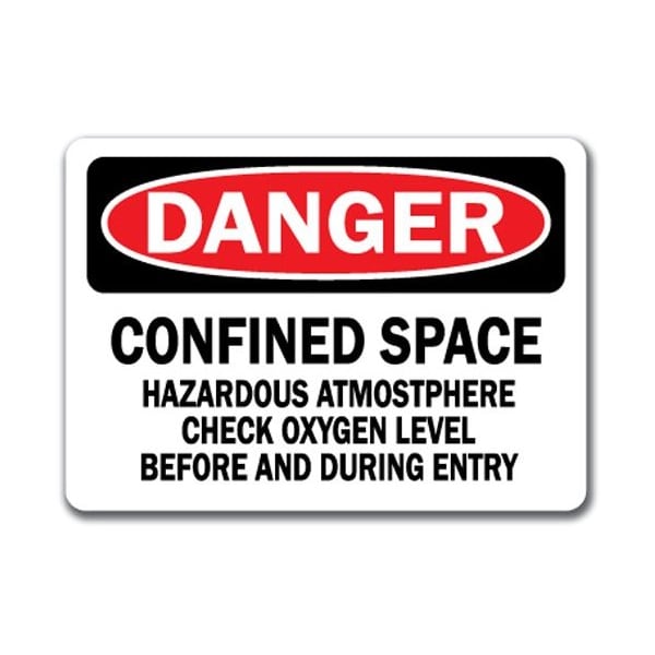Signmission -Confined Space Hazardous Atmosphere Check Oxygen Level-10x14 OSHA, Confined Space Hazard O2 Level DS-Confined Space Hazard O2 Level - main